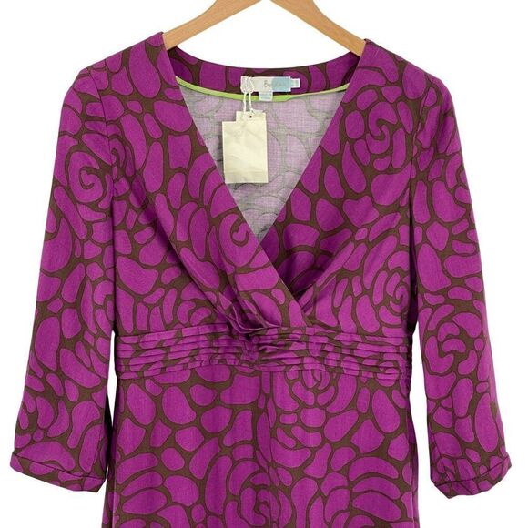 Boden Canterbury Tunic Dress Mini Faux Wrap V-Neck Purple Women US 8 Regular - Picture 2 of 15